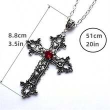 Cross Pendant Necklace - Black - View 4