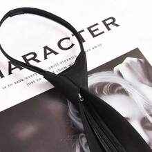 1入組黑色不規則領帶，適合男女裝，學生，簡約懶人無領帶，新款啞光夾子 - 黑色 - 查看 5