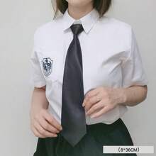 1入組黑色不規則領帶，適合男女裝，學生，簡約懶人無領帶，新款啞光夾子 - 黑色 - 查看 10