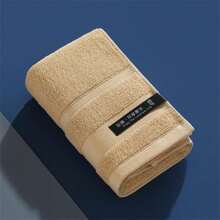 1入咖啡色高級黑標毛巾/浴巾,舒適,親膚,透氣,快干,時尚