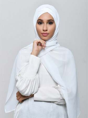 1-Pack Women's Plain Chiffon Soft Hijab Casual Long Scarf Conservative Solid Color Hijab Suitable For Daily Use Headband For Abaya Accessories Veiled Clothes