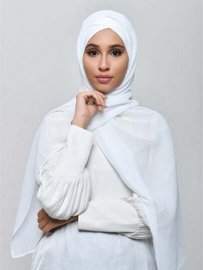 1-Pack Women's Plain Chiffon Soft Hijab Casual Long Scarf Conservative Solid Color Hijab Suitable For Daily Use Headband For Abaya Accessories Veiled Clothes