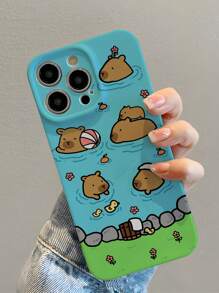 1個卡通毛豬泡溫泉圖案手機殼 - 彩色 - 查看 1