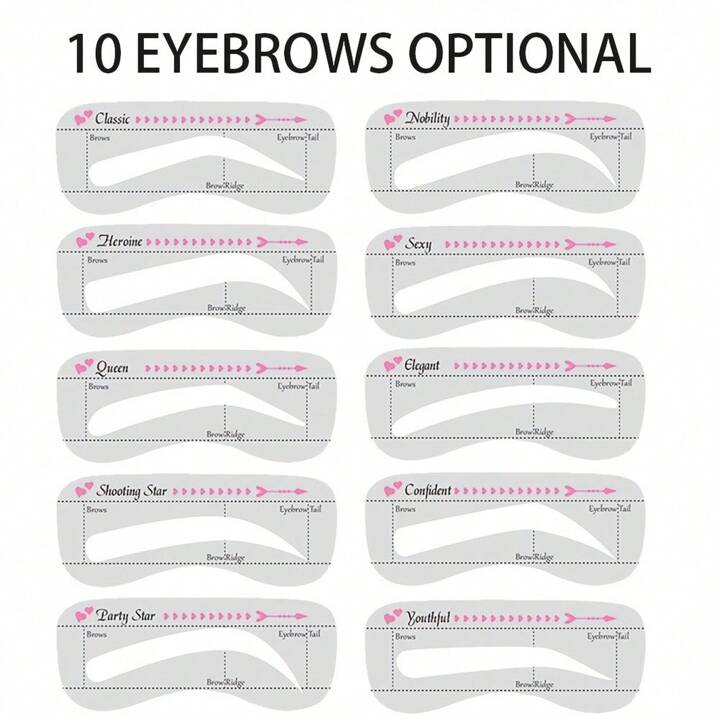 10Pcs Precisely Position Eyebrow Stencils, Attach Tightly One Step Eyebrow Template Kit, Professional Portable Eyebrow Shaping Stencils | SHEIN EUR for Free Printable Eyebrow Stencils Pdf