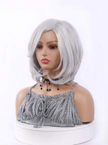 amir hair Ngắn Dợn sóng Tóc giả Bóng Màu xám Hỗn hợp Trắng Quăn Bob Tóc giả Đối với phụ nữ Cằm Chiều dài Xám Nhiều lớp Dợn sóng Bob Tóc giả Tóc mái Vẻ ngoài Tự nhiên Tóc giả tổng hợp Đối với Quý cô Hằng ngày Hóa trang Tóc Tóc giả - Màu Xám nhạt - Xem 5