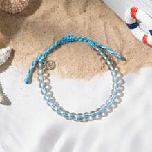 Pulsera de cuentas ajustable con colgante de onda estilo playa para hombre, regalo para novio, adecuada para parejas, 1 pieza - Negro - Ver 7