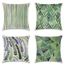 4pcs Green Asymmetric Printed Pillow Covers Sofa Home Decoration (Pillow Core Not Included) - Multicolor - View 3