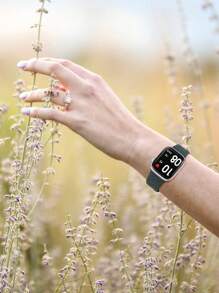 Engraved Band Compatible With Apple Watch Band 38mm 40mm 41mm 42mm 44mm 45mm 49mm For Women Men, Western Lace Silicone Fancy Sport Flower Straps Compatible With Series 9/8/7/6/5/4/3/2/1/SE/UItra As A Gift For Students Returning To School - Pine Green - View 6