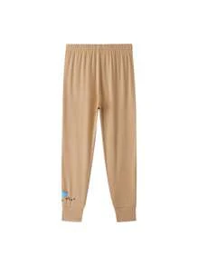 Annil 男童保暖Modal暖底家居長褲，褲腳收口卡其色 - 卡其色 - 查看 1