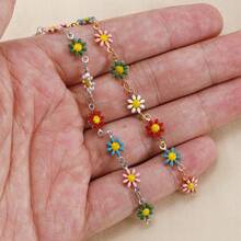 1米彩色0.7cm小菊花形金屬長鍊,手鐲,身體鍊和耳環製作材料,適用於女性diy個性化珠寶 - 彩色 - 查看 2