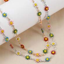 1米彩色0.7cm小菊花形金屬長鍊,手鐲,身體鍊和耳環製作材料,適用於女性diy個性化珠寶 - 彩色 - 查看 3