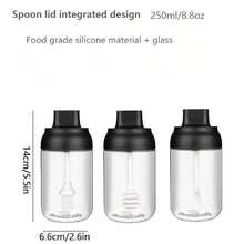 1個家庭廚房一體式調味瓶,防漏防潮集裝箱,適用於蜂蜜、草藥和香料,玻璃密封油存儲容器套裝,帶有小透明瓶的油罐 - 調味瓶 - 查看 11