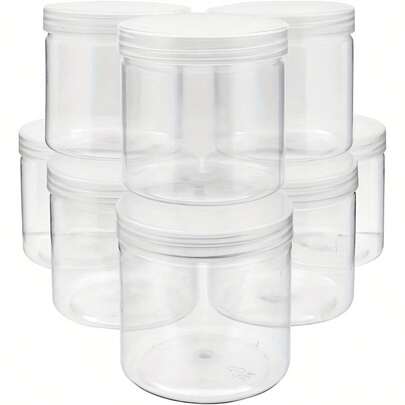 10/5个透明塑料罐带盖，圆形容器，适用于史莱姆收纳、DIY工艺品收纳、珠宝样品配件整理