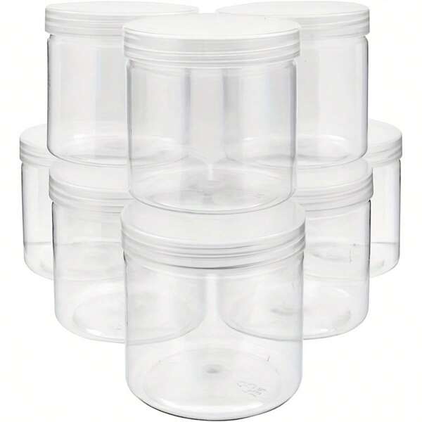 10 Peças/Conjunto Redondo Transparente Plástico Frascos Com Tampa Para Armazenar , Artesanato Diy Armazenar , Jóias Acessórios Organizador