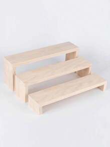 1pc 35cm Multi-Size Wooden U-Shaped Desktop Display Stand, Versatile Acrylic Step Organizer For Collectibles, Action Figures, Blind Boxes - Beige - View 1