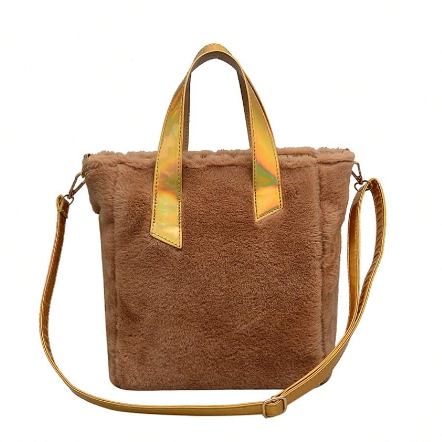 New Plush One-Shoulder Cross-Body Bag - Yellow - View 1