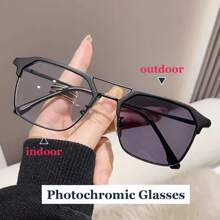 1 件男士时尚商务风格户外变色时尚眼镜休闲太阳镜配饰海滩配饰眼镜太阳镜街头风格和适合毛衣夹克运动衫连帽衫皮裤和工装裤 - 黑色 - 查看 1