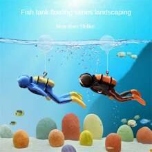 1入組新款樹脂藍色潛水員潛艇魚缸裝飾,浮球水族箱裝飾海底世界 - 藍色 - 查看 4