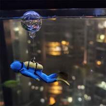 1入組新款樹脂藍色潛水員潛艇魚缸裝飾,浮球水族箱裝飾海底世界 - 藍色 - 查看 3