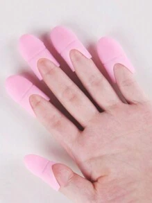 5pcs Reusable Silicone Nail Polish Remover Finger Cots, Nail Art Gel Soak Off Caps Manicure Tool Kit, Gel Polish Remove Wrap Clip Set - Pink - View 7