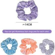 髮飾4入組發光抓緊髮帶,適用於暗夜派對,扎馬尾專用,彈性髮圈,霓虹頭飾和新年派對髮飾