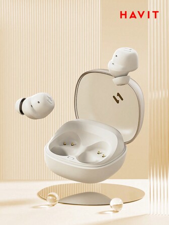  HAVIT TW969 True Wireless Stereo Earbuds, Noise Cancelling Small Mini Earbuds, 23hours Endurance, Inbyggd dubbel mikrofon, Lätt och bekväm