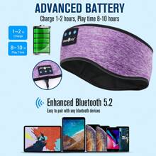 MUSICOZY Sleep Headphones Bluetooth 5.2 Headband, Sports Wireless Earphones Sweat Resistant Earbuds Sleeping Headphone with Ultra-Thin HD Stereo Speaker for Workout Running Cool Gadgets Unique Gifts - 紫羅蘭色 - 查看 6