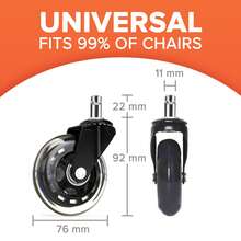 FOH Set Of 5 Rubber Office Chair Wheels, Office Chair Tires Replacement Office Chair Wheels Office Chair Wheels Furniture Wheels Secretarial Chair Casters For Furniture - 黑色 - 查看 7