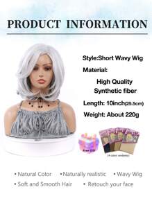 amir hair Ngắn Dợn sóng Tóc giả Bóng Màu xám Hỗn hợp Trắng Quăn Bob Tóc giả Đối với phụ nữ Cằm Chiều dài Xám Nhiều lớp Dợn sóng Bob Tóc giả Tóc mái Vẻ ngoài Tự nhiên Tóc giả tổng hợp Đối với Quý cô Hằng ngày Hóa trang Tóc Tóc giả - Màu Xám nhạt - Xem 4