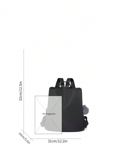 Solid Color Minimalist All-Match Backpack Solid Color Canvas Backpack Patch Decor Zipper Bookbag Letter Graphic School Bag With Earphone HolePortable,Classic,CasualFor Teen Girls Women College StudentsCollege,Outdoors, Travel, Outings,Work ,Business,Commute,Shopping