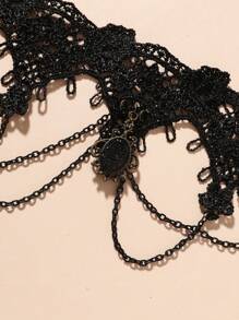1pc Cross-border Lace Necklace - Black - View 2