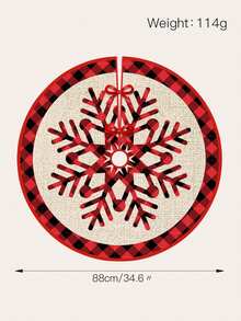 1個 88cm (34.6英寸) 聖誕樹裙,聖誕雪花紅黑格紋圖案,聖誕樹裙上寫著歡樂的聖誕節詞句,適用於聖誕節,新年,室內和室外裝飾 - 彩色 - 查看 5