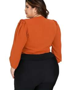 Plus Size Blouses - 亮橙色 - 查看 2