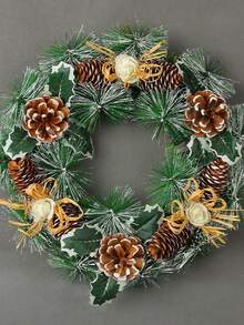 1pc Plastic Christmas Wreath - Army Green - View 6