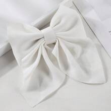 1入組少女簡約優雅韓式白色蝴蝶結髮夾,適用於日常使用 - 白色 - 查看 6