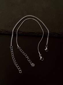 2pcs/set Stainless Steel Silver Minimalist Style Bracelet For Men - Silver - View 8