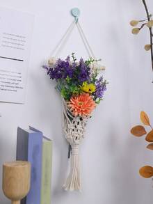 1入手工編織波西米亞風格綁帶夢網,配流蘇裝飾 - 米色 - 查看 2