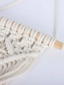 1入手工編織波西米亞風格綁帶夢網,配流蘇裝飾 - 米色 - 查看 4