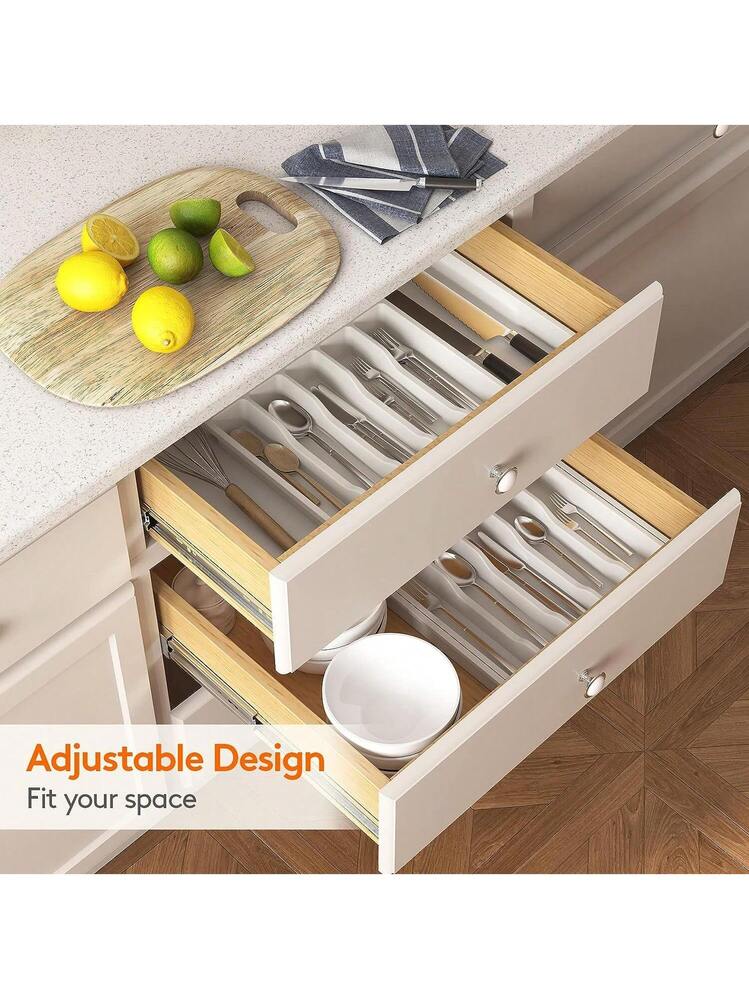 Portaposate da cassetto Organizer per cassetti 5 scomparti Bambù Regolabile