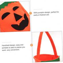 1pc/5pcs/10pcs Halloween Pumpkin Themed Non-woven Candy Bag Trick-or-treat Goodie Bag Portable Pumpkin Candy Holder Gift For Halloween Party Supplies