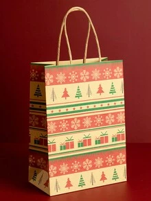 6入組聖誕節禮物包裝紙袋,平安夜手提袋,糖果禮品袋,蘋果包裝牛皮紙袋,假日禮物袋,適用於聖誕節使用 - 彩色 - 查看 4