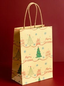 6入組聖誕節禮物包裝紙袋,平安夜手提袋,糖果禮品袋,蘋果包裝牛皮紙袋,假日禮物袋,適用於聖誕節使用 - 彩色 - 查看 2