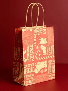 6入組聖誕節禮物包裝紙袋,平安夜手提袋,糖果禮品袋,蘋果包裝牛皮紙袋,假日禮物袋,適用於聖誕節使用 - 彩色 - 查看 3