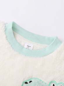 Annil Boys And Girls Winter Thickened Warm Pajamas Soft And Comfortable Velvet Kids Home Clothes Set Green