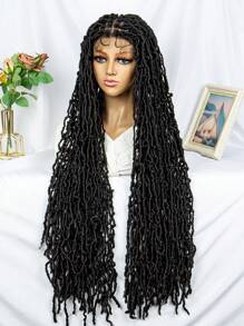 36inch Full Lace Synthetic Fiber Braid Head-cover Wig - Black - View 9