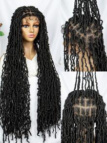 36inch Full Lace Synthetic Fiber Braid Head-cover Wig - Black - View 2