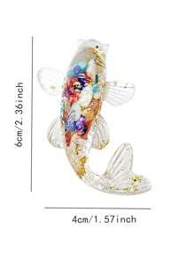1入組多色魚迷你雕像樹脂動物飾品手工藝鯉魚旺財財神diy飾品,做工精細,色彩鮮艷可愛,適用於裝飾您的汽車或家居 - 彩色 - 查看 4