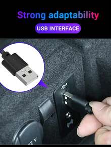 1pc car foot USB one tow four ice blue atmosphere light Car interior decorative light general purpose - Blue - View 3