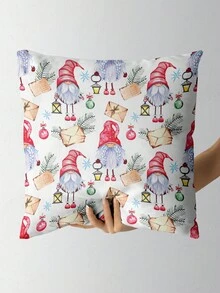 1 Funda De Almohada Con Patrón De Dibujos Animados Navideños