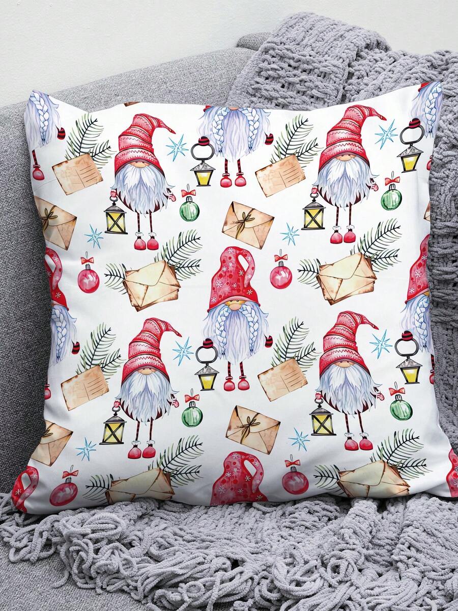 1 Funda De Almohada Con Patrón De Dibujos Animados Navideños
